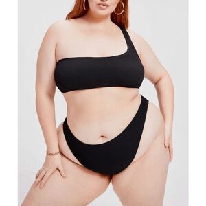 Good American Women’s Always Fits One Shoulder Bikini Top Black